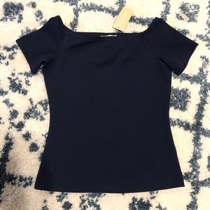 MICHAEL KORS Boat Neck Short Sleeve Blouse